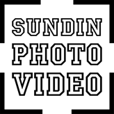 Sundin Photo Video LLC logo in black with focus style brackets around the collegiate sports style lettering.